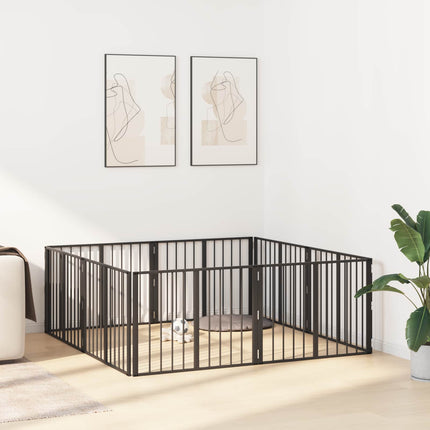 Hundedør 8 stk. Sort 80 x 60 cm Galvaniseret stål