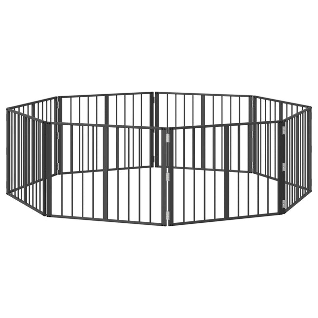 Hundedør 8 stk. Sort 80 x 60 cm Galvaniseret stål