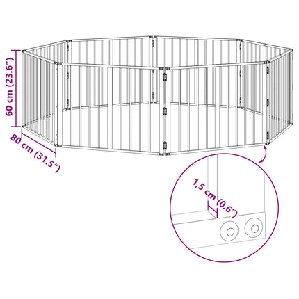 Hundedør 8 stk. Sort 80 x 60 cm Galvaniseret stål