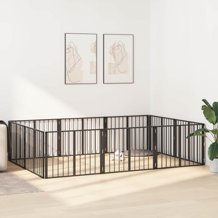 Hundedør 10 pcs Sort 80 x 60 cm Galvaniseret stål
