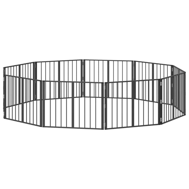 Hundedør 10 stk. Sort 80 x 60 cm Galvaniseret stål