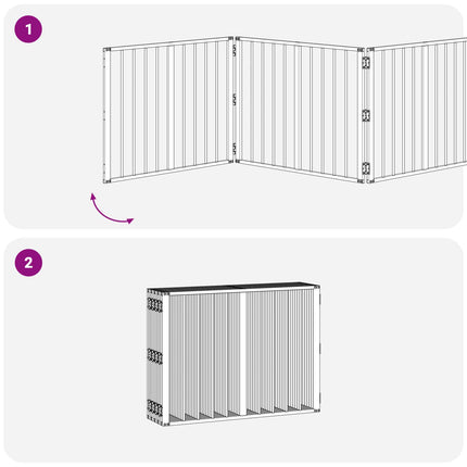 Hundedør 10 pcs Sort 80 x 60 cm Galvaniseret stål