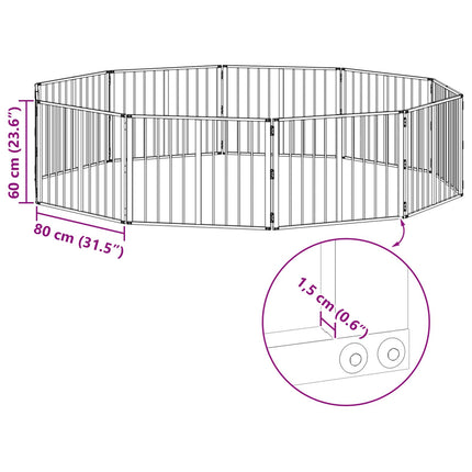 Hundedør 10 pcs Sort 80 x 60 cm Galvaniseret stål