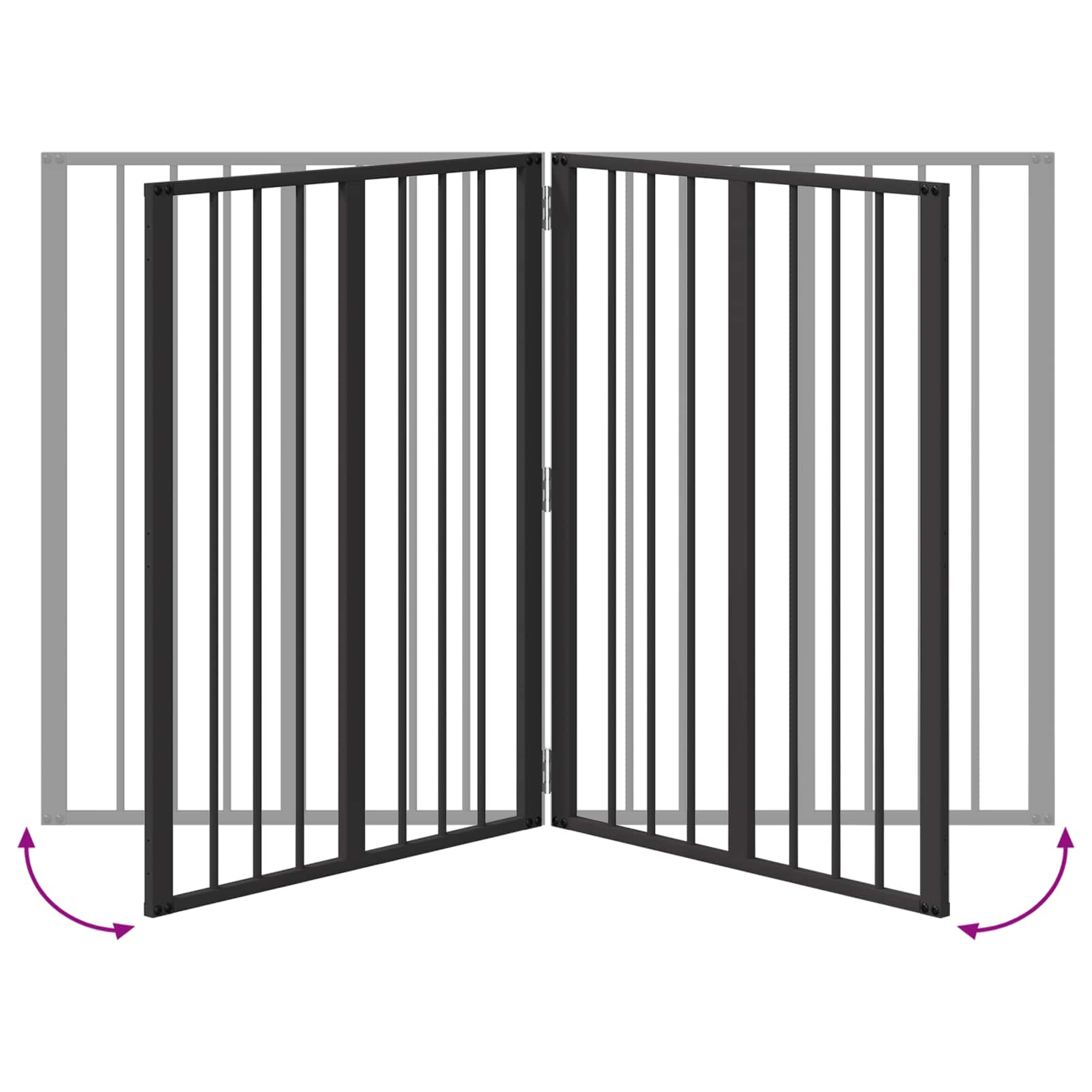 Hundedør 2 pcs Sort 60 x 80 cm Galvaniseret stål