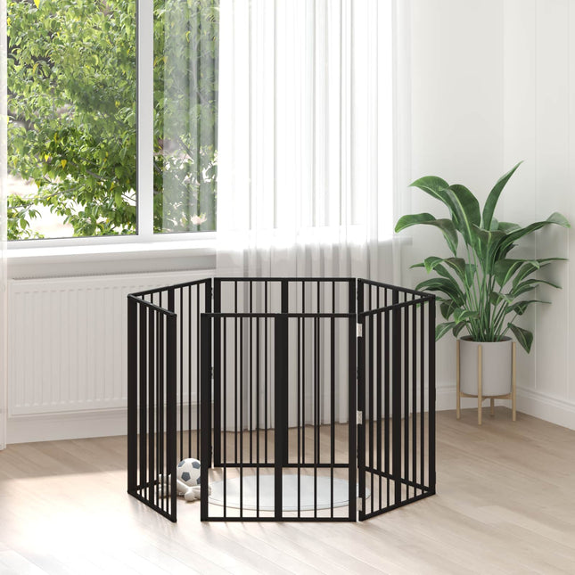 Hundedør 6 stk. Sort 60 x 80 cm Galvaniseret stål