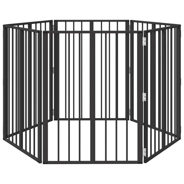 Hundedør 6 stk. Sort 60 x 80 cm Galvaniseret stål