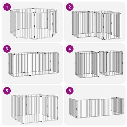 Hundedør 8 stk. Sort 60 x 80 cm Galvaniseret stål