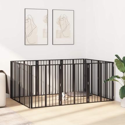 Hundedør 10 pcs Sort 60 x 80 cm Galvaniseret stål
