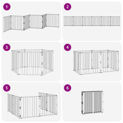 Hundedør 6 pcs Sort 60 x 60 cm Galvaniseret stål