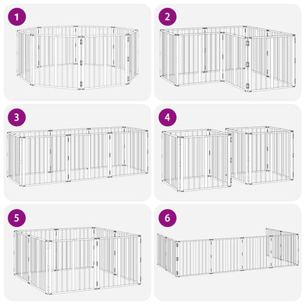 Hundedør 8 pcs Sort 60 x 60 cm Galvaniseret stål