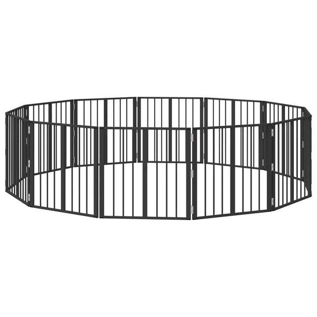 Hundedør 12 stk. Sort 60 x 60 cm Galvaniseret stål