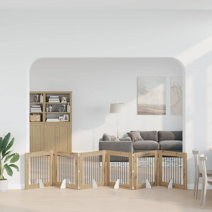 Sammenklappelig hundegitter med stativer 6 stk. Artisan-eg