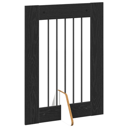 Sammenklappelig hundegitter med stativer 6 stk. Sort eg 362 cm