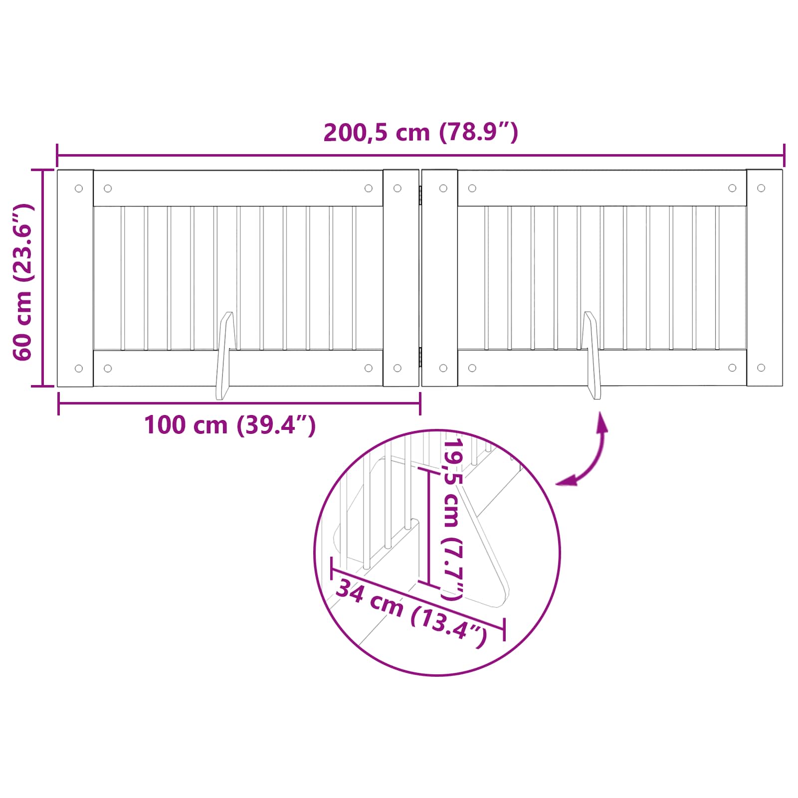 Hundehegn med stativer 2 pcs Artisan-eg 100 x 60 cm