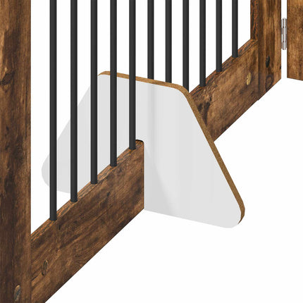 Sammenklappelig hundegitter med stativer 6 pcs Røget eg 602 cm