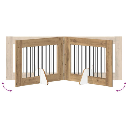 Sammenklappelig hundegitter med stativer 6 stk. Artisan-eg