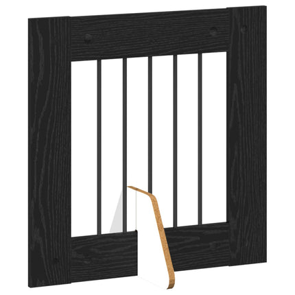 Sammenklappelig hundegitter med stativer 6 pcs Sort eg 362 cm