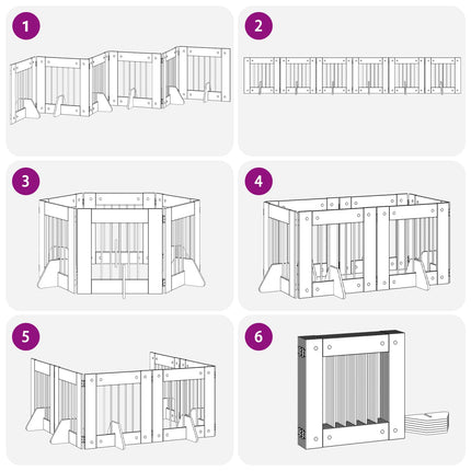 Sammenklappelig hundegitter med stativer 6 pcs Sort eg 362 cm