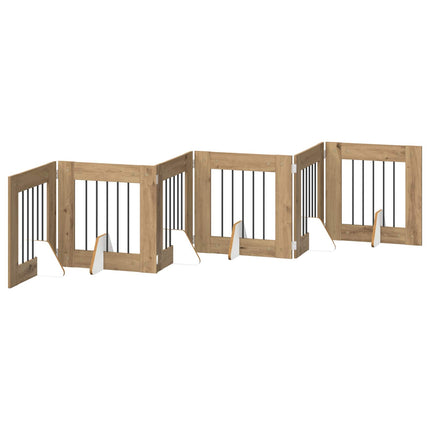 Sammenklappelig hundegitter med stativer 6 stk. Artisan-eg
