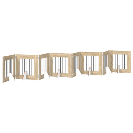 Sammenklappelig hundegitter med stativer 8 stk. Sonoma-eg 60 cm