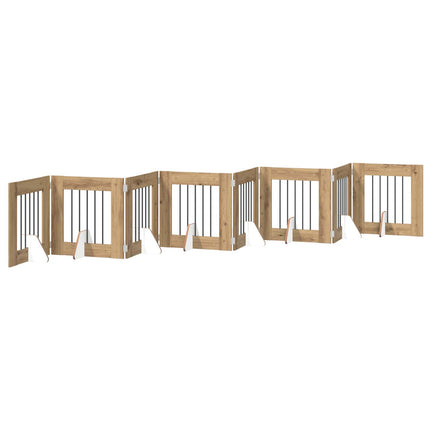 Sammenklappelig hundegitter med stativer 8 stk. Artisan-eg
