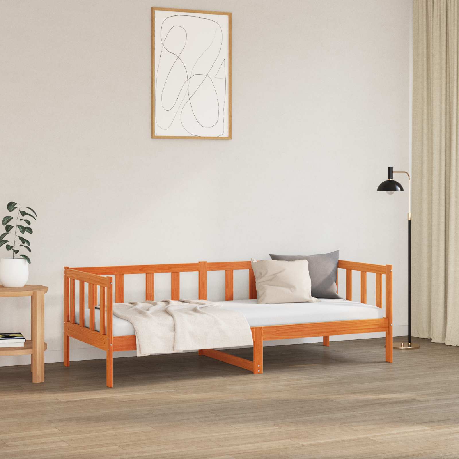 Sengestel med hovedgærde Voks brun 80 x 200 cm Massiv fyrretræ