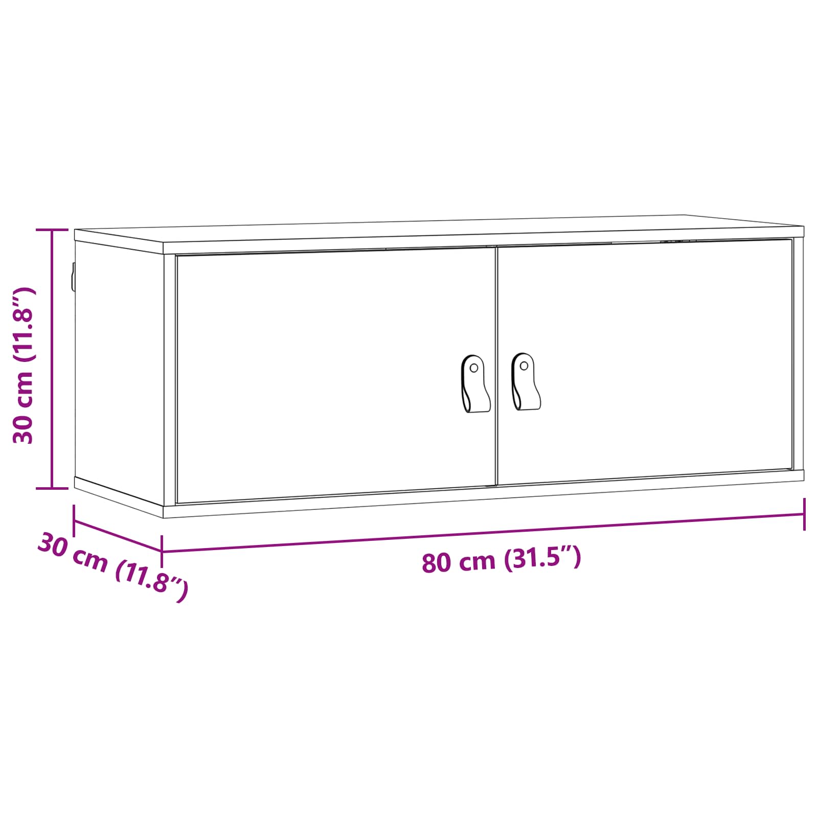 Vægskab med hylde Voks brun 80 x 30 x 30 cm Massiv fyrretræ