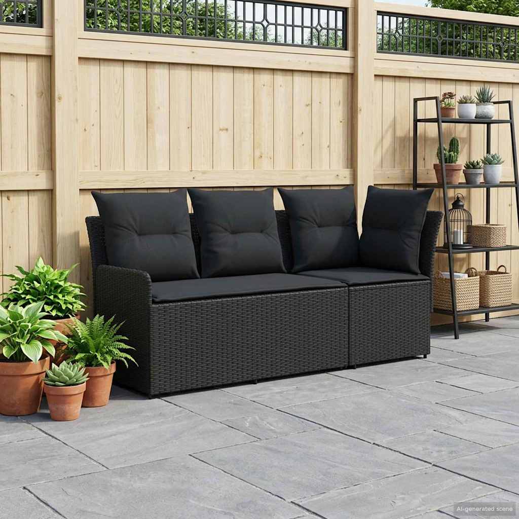 2 stk. Have Armsttte Sofa med Hjrnesofa PE Rattan Sort