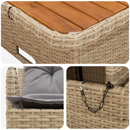 Havearmstøtte sofa med løftbart bord 2 Stk Beige og lys grå