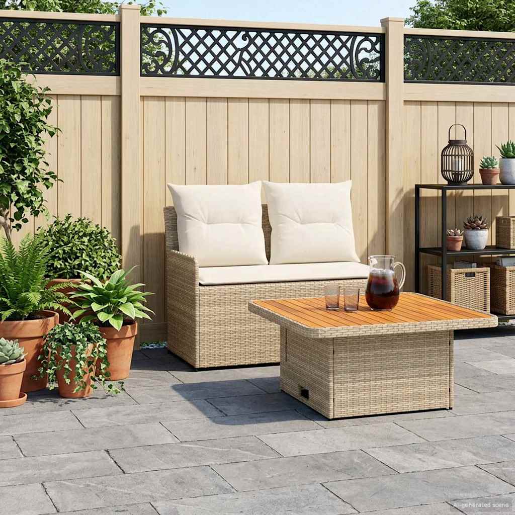 2 stk. Havearmsttte sofa med lftbart bord PE Rattan