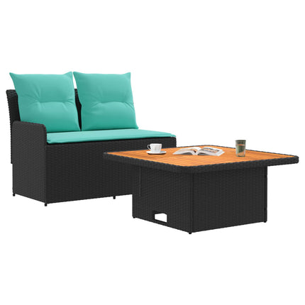 Havearmstøtte sofa med løftbart bord 2 Stk Sort og turkis