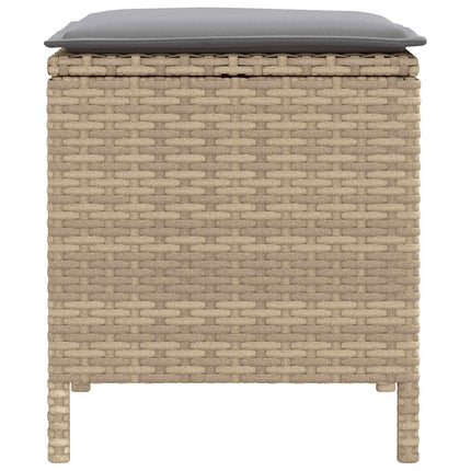2 stk. Havepuf PE Rattan Beige og lys grå