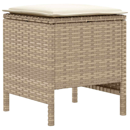 2 stk. Havepuf PE Rattan Beige og creme