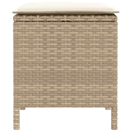 2 stk. Havepuf PE Rattan Beige og creme