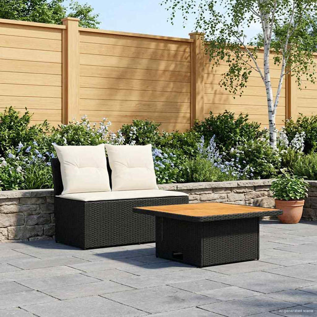 2 Stk Havemøbel Midtersofa Med Løftbart Bord polyrattan