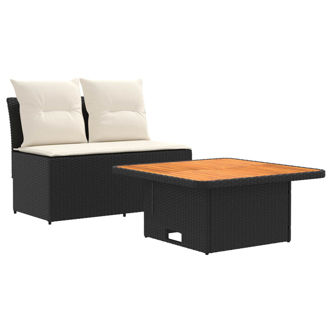 2 Stk Havemøbel Midtersofa Med Løftbart Bord polyrattan