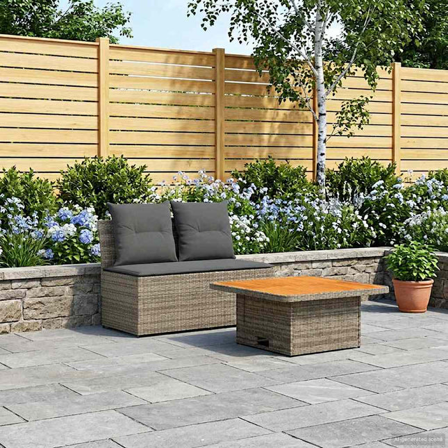 2 Stk Havemøbel Midtersofa Med Løftbart Bord polyrattan