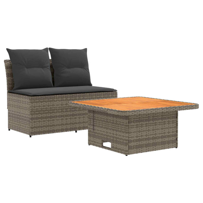 2 Stk Havemøbel Midtersofa Med Løftbart Bord polyrattan