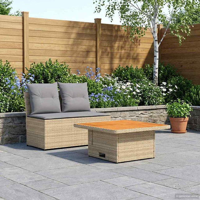 2 Stk Havemøbel Midtersofa Med Løftbart Bord polyrattan