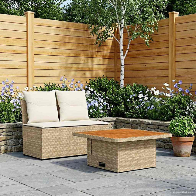 2 Stk Havemøbel Midtersofa Med Løftbart Bord polyrattan