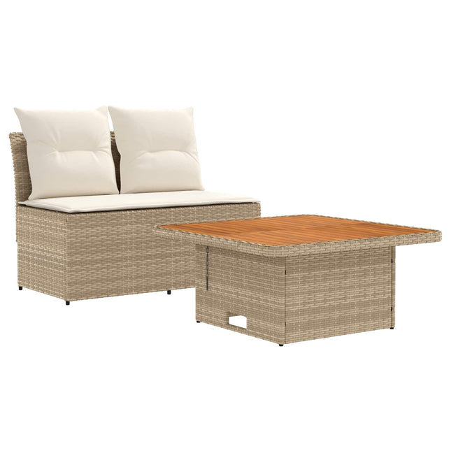 2 Stk Havemøbel Midtersofa Med Løftbart Bord polyrattan