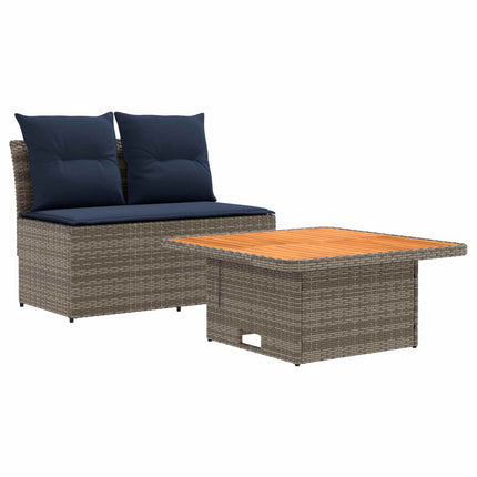 2 Stk Havemøbel Midtersofa Med Løftbart Bord polyrattan