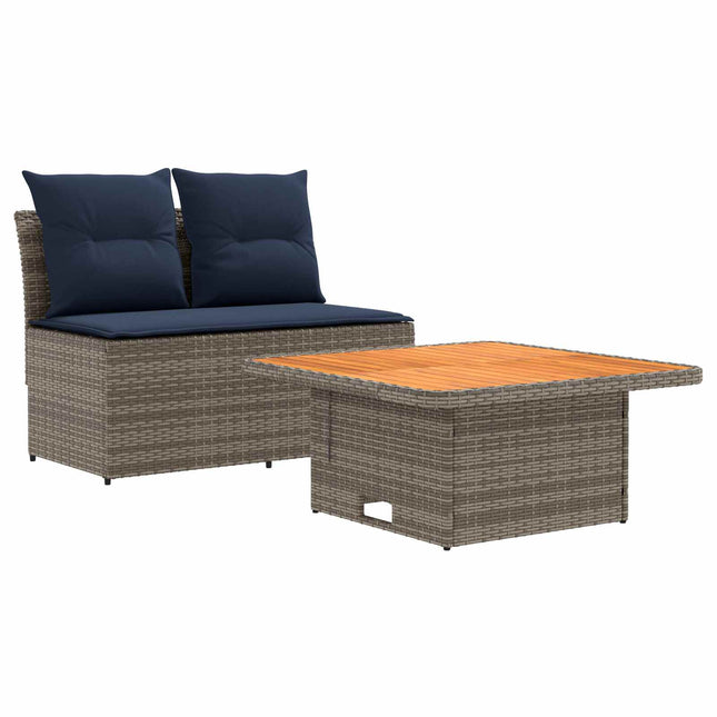 2 Stk Havemøbel Midtersofa Med Løftbart Bord polyrattan