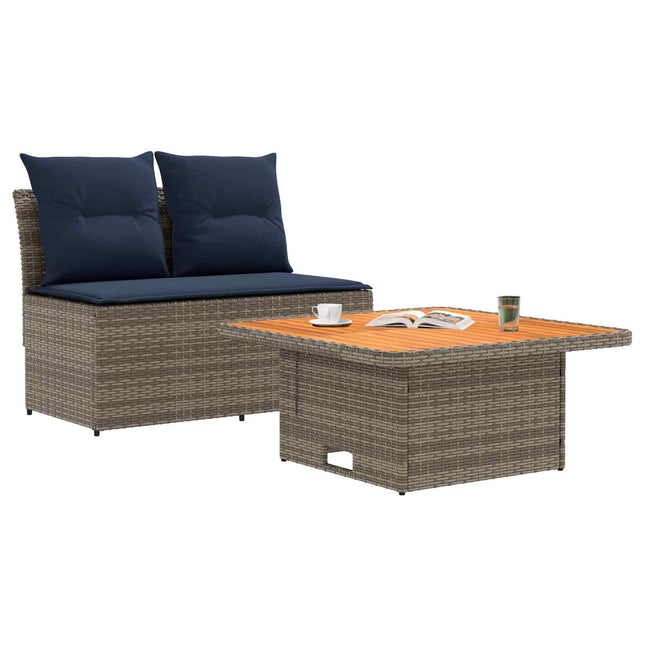2 Stk Havemøbel Midtersofa Med Løftbart Bord polyrattan