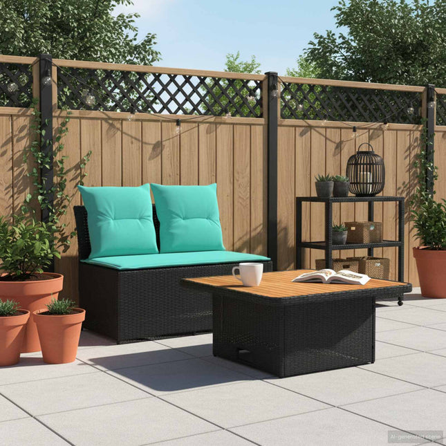 2 Stk Havemøbel Midtersofa Med Løftbart Bord polyrattan