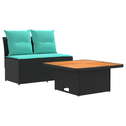 2 Stk Havemøbel Midtersofa Med Løftbart Bord polyrattan