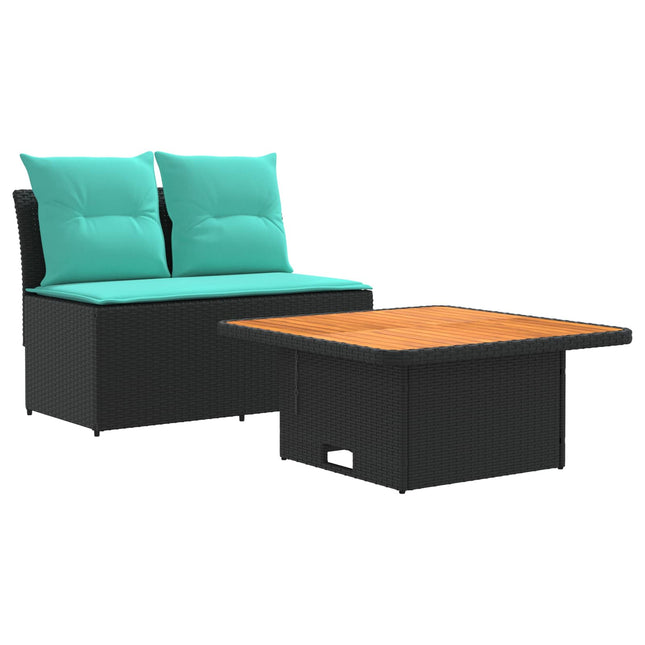 2 Stk Havemøbel Midtersofa Med Løftbart Bord polyrattan