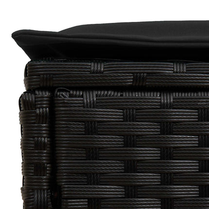 Havepuf med pude Sort 80 x 38 x 45 cm PE Rattan