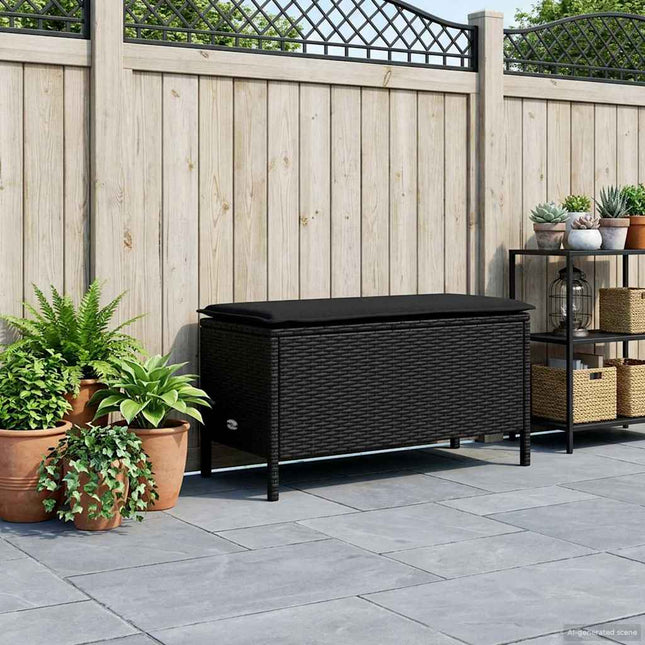 Havepuf med pude Sort 80 x 38 x 45 cm PE Rattan