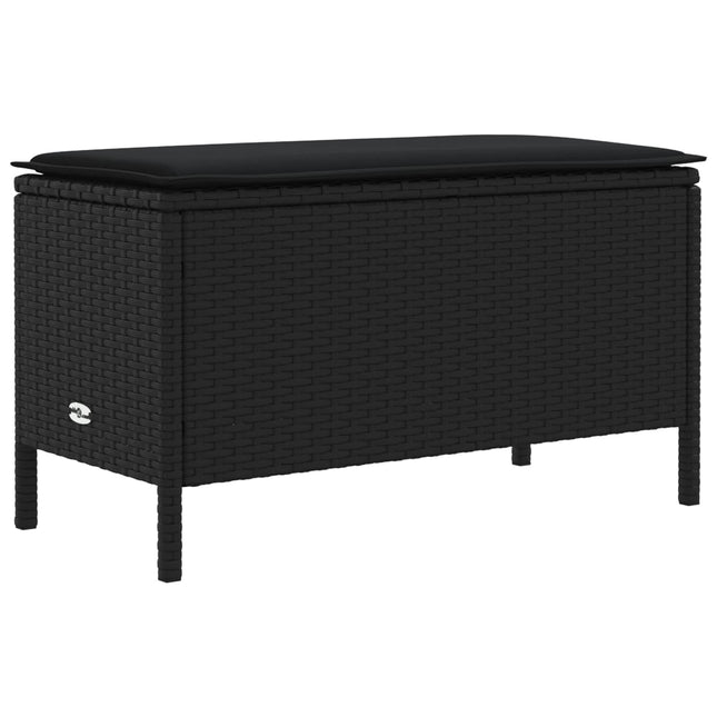 Havepuf med pude Sort 80 x 38 x 45 cm PE Rattan